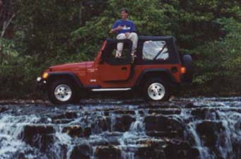 Jeep on Waterfall